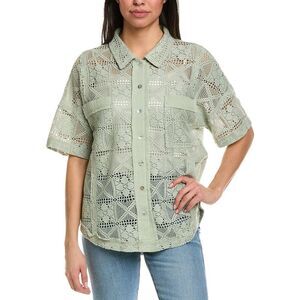 Meiven Womens  Crochet Lace Top, Green